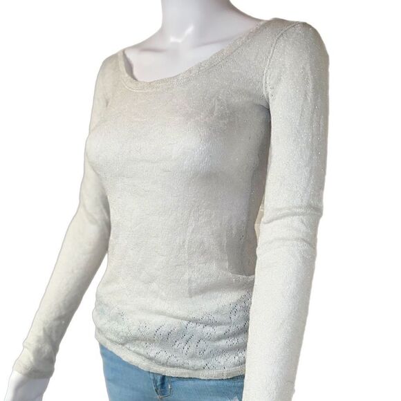 Express Silver Wool Blend Sheer Sweater - Picture 8 of 11
